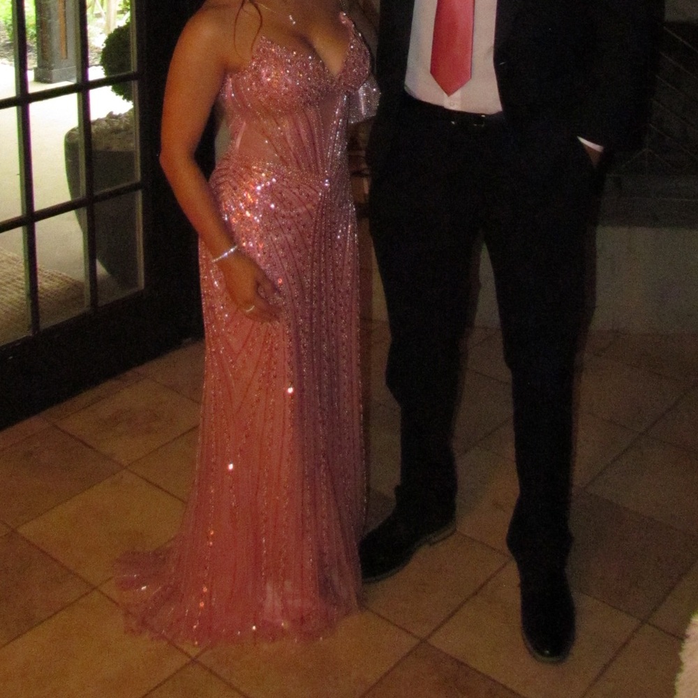 Pinm Rhinestone Sequin Prom Dress - Picture 3 of 4